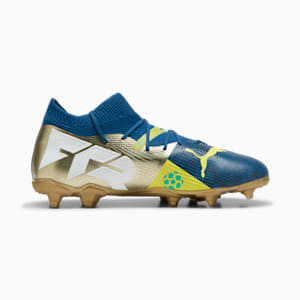 PUMA x NEYMAR JR 7 MATCH "BNA" Firm Ground/Artificial Ground Big Kids' Soccer Cleats, Sailing Blue-Marine Blue-Pelé Yellow-Grassy Green-Gold, extralarge